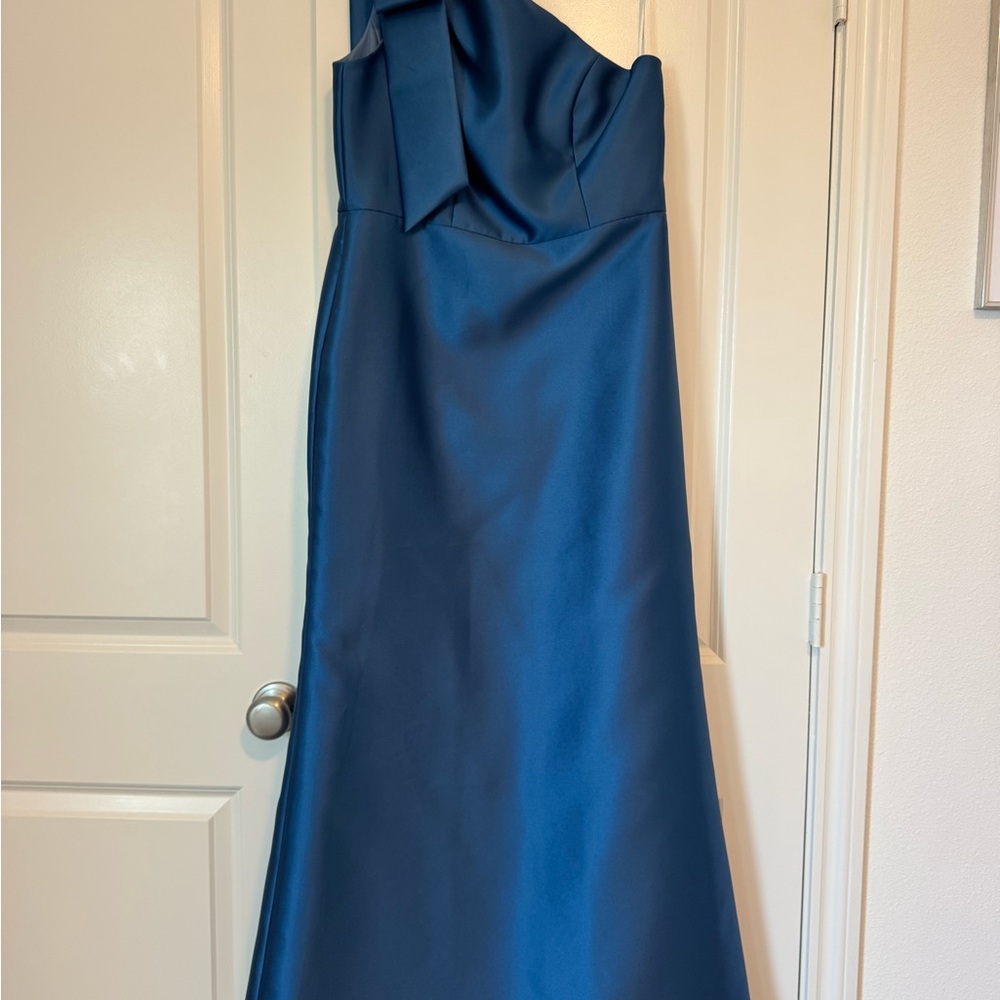 Dessy Alfred Sung Satin Twill Style D794 in Color Dusk Blue